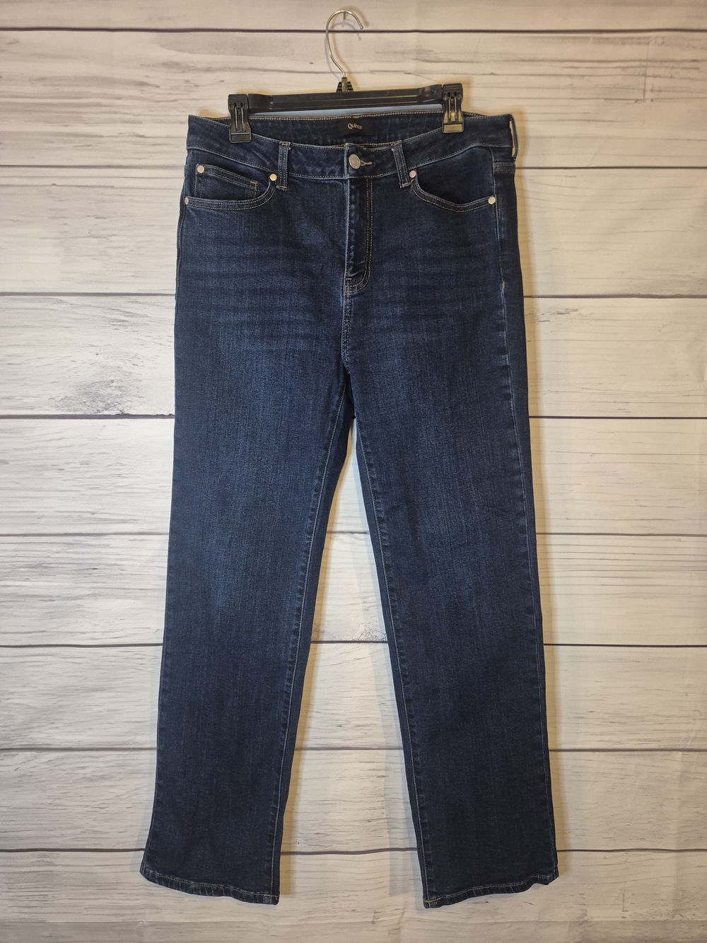 Quince 'Bella' Stretch Dark Blue Straight Leg Women's Jeans